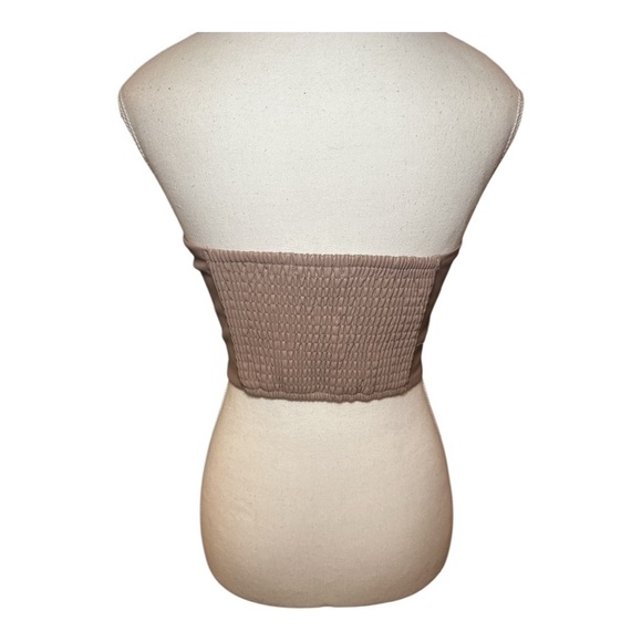 ZARA Faux Leather Crop Top Taupe Brown Sz Medium Club Summer - Picture 4 of 10